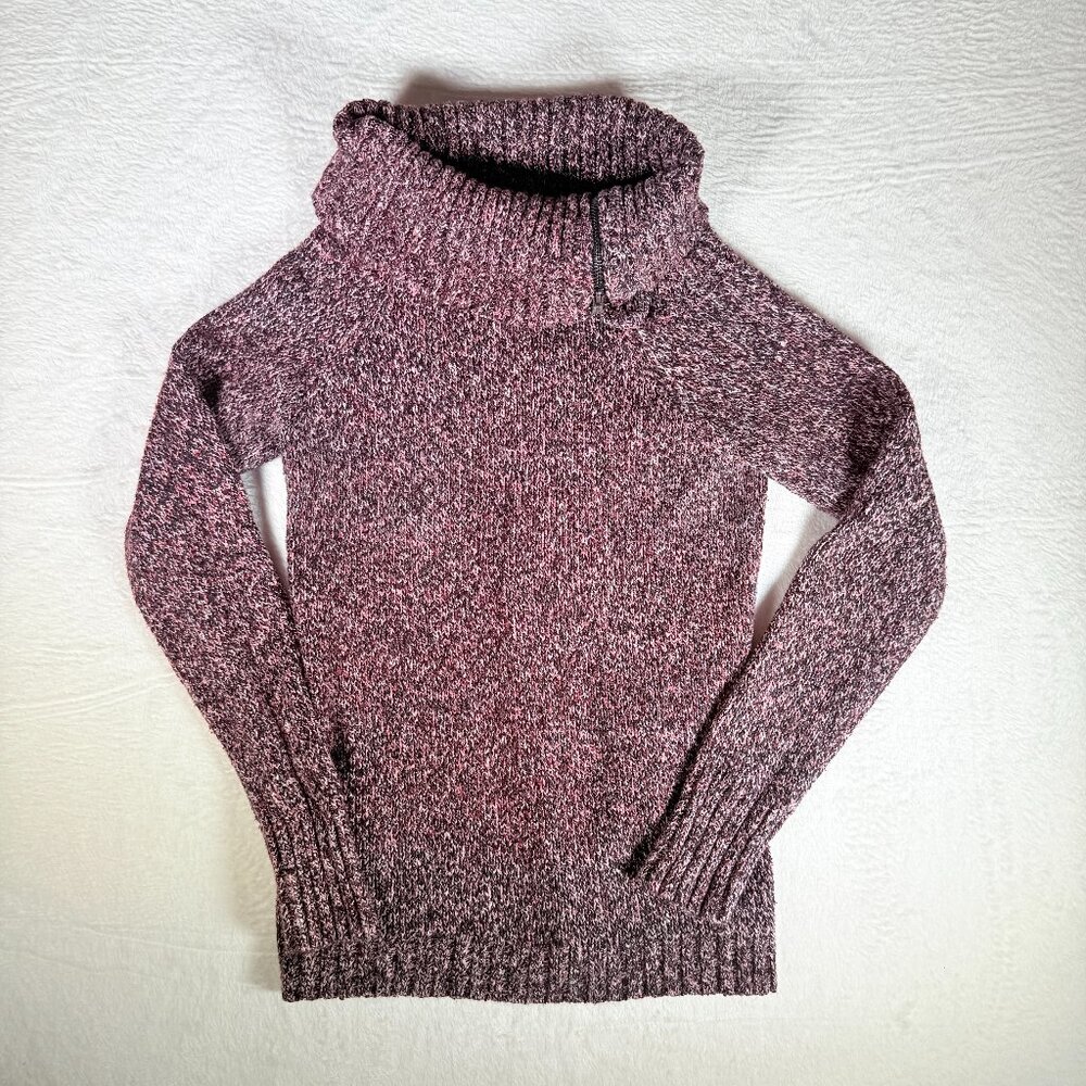 Glimmer by JJ Basics Brown Chunky‎ Knit Sweater L Zip Cowgirl Vibe Cotton Blend